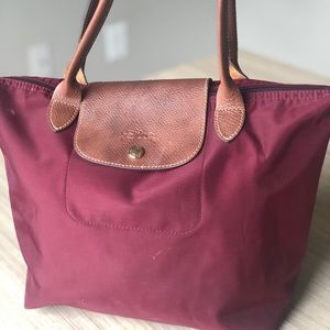 Longchamp Le Pliage Shoulder Bag Small Wine